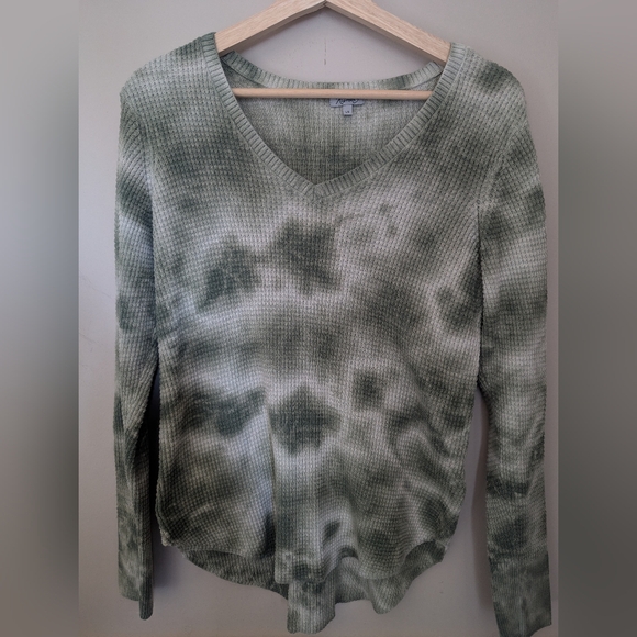 Kismet Green Tie-dye Waffle Knit Sweater - Picture 1 of 4